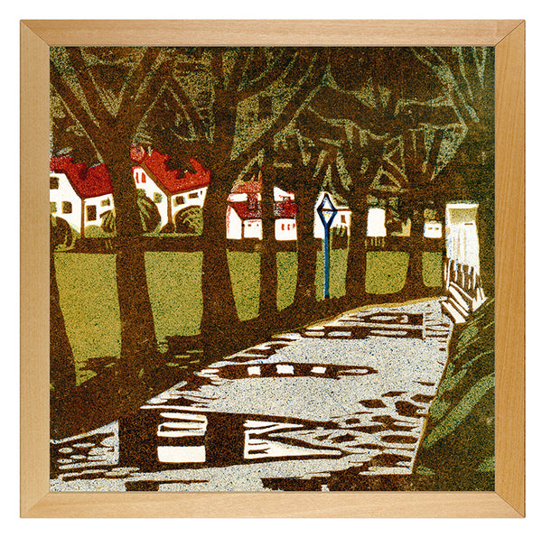 Kunstdruck: Holzschnitt Baumallee