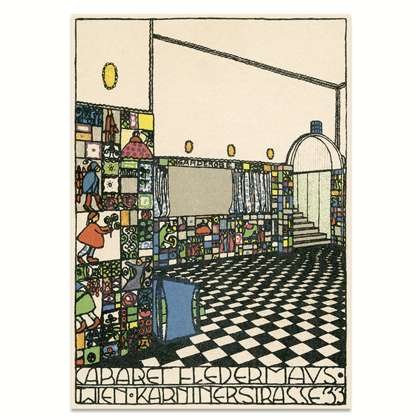 Wiener Werkstätte Kabarett Fledermaus Kunstdruck | Premium-Holzrahmen