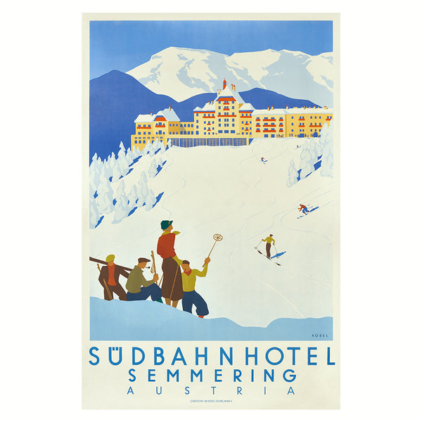 Art Print: Advertising poster 1933 - Südbahnhotel | Premium Wood Frame