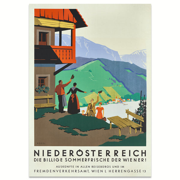 Kunstdruck: Werbeplakat 1935 - Niederösterreich | Premium-Holzrahmen